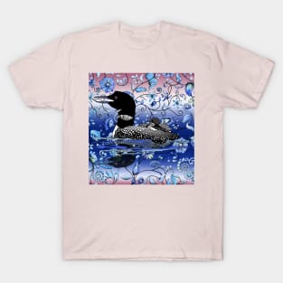 Loon in a sea of flowers T-Shirt